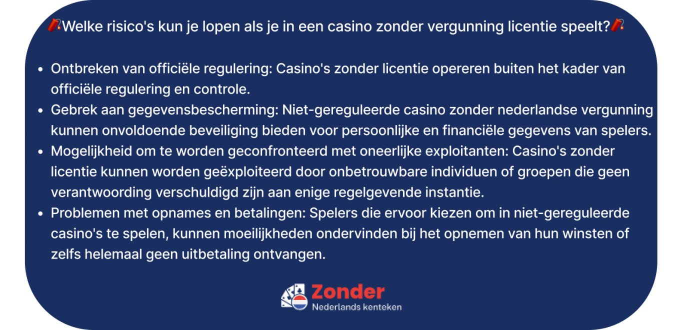 welke risico's kun je lopen als je in een casino zonder vergunning licentie speelt