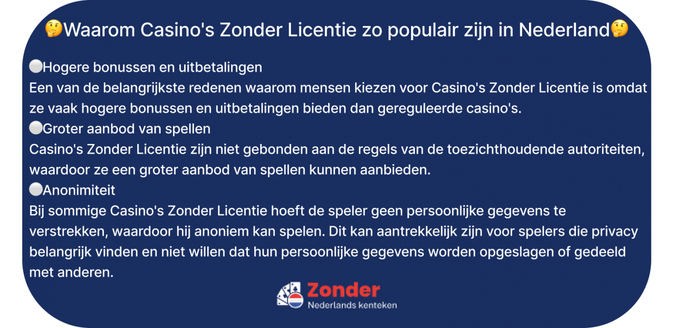 waarom casino's zonder Licentie zo populair zijn in nederland
